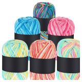 $16 WILLBOND 6 Pieces 50g Crochet Yarn Multi-Colored Acrylic Cotton Blend Knitting Hand Knitting Weaving Yarn