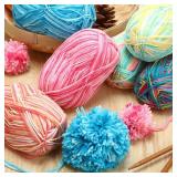$16 WILLBOND 6 Pieces 50g Crochet Yarn Multi-Colored Acrylic Cotton Blend Knitting Hand Knitting Weaving Yarn