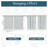 $20 Yinhua Boho Kitchen Curtains 36 Inch Length Vintage Linen Cafe Curtains Light Filtering Bohemian Floral Tier Rod Pocket Farmhouse Rustic Tassel Small Drapes with Tiebacks, 2 Panels, White Blue