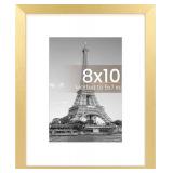 upsimples 8x10 Picture Frame, Display Pictures 5x7 with Mat or 8x10 Without Mat, Wall Hanging Photo Frame, Gold, 1 Pack