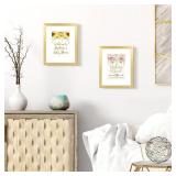 upsimples 8x10 Picture Frame, Display Pictures 5x7 with Mat or 8x10 Without Mat, Wall Hanging Photo Frame, Gold, 1 Pack