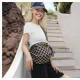 $18 Checkered Crossbody Bum Bags for Women, Nylon Sling Bags with Shoulder Strap, Large Capacity Checkered Purse Bag