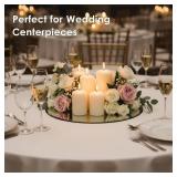 12 Pieces Mirror Tray Candle Tray Round Square Plate for Wedding Decorations Plate Wedding Centerpieces, 2 mm Thick(7.8 Inch,Round)