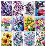 $26 12 Pack Flowers Diamond Art Kits Packs for Adults, 5D Diamond Painting Kit Sets with Tools for Beginners DIY Full Drill Diamonds Paintings Crafts Gem Art by Number Gift Home Wall Decor (12x16 Inch