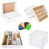 $27 4 Set Sports Card Storage Boxes 3150 Count Bulk Card Trading Cards Collection Box Cardboard Card Storage Box for Card Game Baseball Card Sorting Tray Cases Cards with 4 Dividers Collector