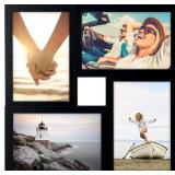 Malden International Designs Collage Picture Frame for Wall, Holds Four Photos : 2-6x4 and 2-4x6 Inch - Black Plastic, Wall Decor for the Home