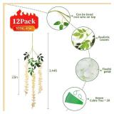 $17 12PCS Champagne Artificial Wisteria Hanging Flowers, 3.44 Ft Fake Hanging Flowers Garland Silk Flowers, Faux Wisteria Garland Vines for Outdoor Yard Garden Patio, Wedding Arch Backdrop Home Decora