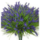 $18 20 Bundles Artificial Plants Outdoor, UV Resistant Fake Flowers  Realistic Faux Lavender Shrubs for Porch Garden Window Box Home Decoration (Purple)