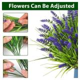 $18 20 Bundles Artificial Plants Outdoor, UV Resistant Fake Flowers  Realistic Faux Lavender Shrubs for Porch Garden Window Box Home Decoration (Purple)