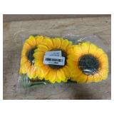 $13 Laelfe Artificial Sunflower Flowers Long Stem Silk Fake Large Sunflowers Decoration for Outdoor Home Wedding Baby Shower Birthday Party Single Bulk Yellow Decor 6PCS (Dark Center)