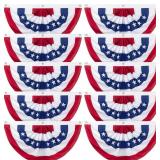 $52 10 Pieces American Pleated Fan Flag, 3 X 1.5 Ft USA Patriotic Pleated Fan Flag 4th of July Half Fan Banner Decoration for Independence Day Porch Garden Outdoor Indoor Decorations
