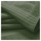 $23 GLAMBURG Ultra Soft 8-Piece Towel Set - 100% Pure Ring spun Cotton, Contains 2 Oversized Bath Towels 27x54, 2 Hand Towels 16x28, 4 Wash Cloths 13x13 - Ideal for Everyday use, Hotel & Spa - Olive G