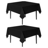 $13 sancua Black Square Tablecloths 54x54 Inch, 2 Pack - Fabric Table Cloth for Square or Round Tables, Washable Polyester Table Cover for Dinner, Holiday Party, Decorative Display Tables