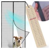 $14 Magnetic Screen Door Mesh with Magnetic Closure Heavy Duty Thickened Fiberglass Screen -Frame Hook & Loop, Pet Friendly (Gray Summer Mesh Screen Door, Screen Size 38x83 inch)