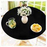 Moosfor Round Spandex Tablecloth, Elastic Fitted Waterproof Tablecloths for 45"-56" Tables, Stretch Washable Picnic Table Cover for Camping, Dining, Indoor and Outdoor, Black