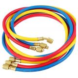 $18 3 Pieces AC Manifold Gauge Hose Kit for R134A R404A R12 R502, 1/4" Thread Automotive Air Condition Refrigerant R134A A/C Charging Hose with 5ft Hoses