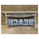 $15 Boho Patch Beach Cosmetic Bag - Summer BEACH Chenille Varsity Toiletry Makeup Bag Beige Letter Clear Waterproof Travel PVC Zipper Clutch Daily Use Purse Summer Makeup Pouch for Women Girls