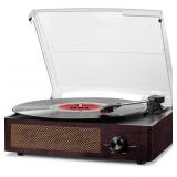$28 Vinyl Record Player Turntable with Built-in Bluetooth Receiver & 2 Stereo Speakers, 3 Speed 3 Size Portable Retro Record Player for Entertainment and Home Decoration