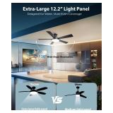 $60 52 Inch Low Profile Black Ceiling Fan with Lights, 12.2