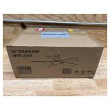 $60 52 Inch Low Profile Black Ceiling Fan with Lights, 12.2