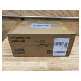 $60 52 Inch Low Profile Black Ceiling Fan with Lights, 12.2