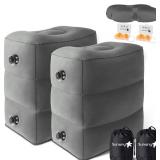 $44 Sunany Inflatable Foot Rest Pillow for Airplane Travel, Adjustable Height for Kids/Adults to Sleep While Traveling,Suitable for Airplane, Office, Home, Trains, Cars and Any Travel Dark Grey,2 Pack