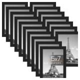 $34 upsimples 5x7 Picture Frame with Real Glass,Bulk Photo Frames for Wall or Tabletop Display,Set of 17,Black