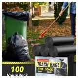 $36 100 Count 55-60 Gallon Trash Bags, Sturdy & Tear-Resistant Commercial Can Liners 55 Gallon, Large Garbage Bags, Large Black Trash Bags for Commercial, Lawn and Leaf Bags
