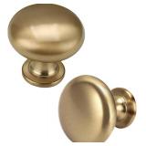 $24 Solid Brass Cabinet Knobs 15 Pack, Brushed Gold Drawer Knobs, Antique Brass Dresser Knobs, Warm Gold Kitchen Furniture Hardware, Diameter 1-1/5"