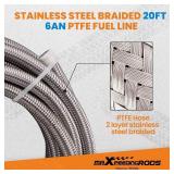 $57 maXpeedingrods 6AN Fuel Line Kit, 20 Feet AN6 Nylon-Stainless Steel Braided Fuel Hose + 10 PCS AN6 Reusable Swivel Fuel Hose Fitting Adapter