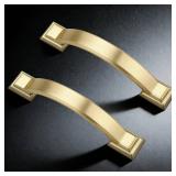 $29 Probrico 10 Pack Brushed Gold Cabinet Pulls 3 3/4 Inch(96mm) Hole Center, Arch Kitchen Cabinet Handles Dresser Drawer Pulls for Cupboard Bathroom Cabinet 3.75 Inch