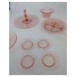 Pink Depression Glass Serving Pieces Mixed Lot of 6
