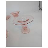 Pink Depression Glass Serving Pieces Mixed Lot of 6