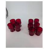 Red Glass Tumblers - Faceted Ruby (Lot of 10)