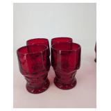 Red Glass Tumblers - Faceted Ruby (Lot of 10)