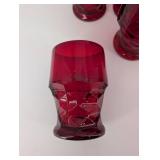 Red Glass Tumblers - Faceted Ruby (Lot of 10)