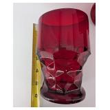 Red Glass Tumblers - Faceted Ruby (Lot of 10)