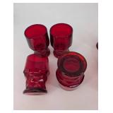 Red Glass Tumblers - Faceted Ruby (Lot of 10)