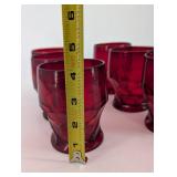 Red Glass Tumblers - Faceted Ruby (Lot of 10)