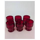 Red Glass Tumblers - Faceted Ruby (Lot of 10)