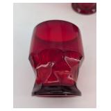 Red Glass Tumblers - Faceted Ruby (Lot of 10)
