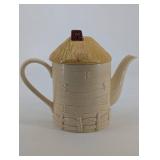 Teapot - Ceramic Cottage Scene Lidded Tea Pot