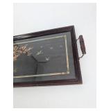 Serving Tray Set - Decorative Hand-Painted Floral Trays (Lot of 2)