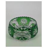 Cut Glass Bowl - Green Pressed Glass