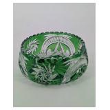 Cut Glass Bowl - Green Pressed Glass