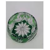 Cut Glass Bowl - Green Pressed Glass
