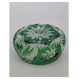 Cut Glass Bowl - Green Pressed Glass