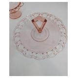 Pink depression Glass Covered Dishes