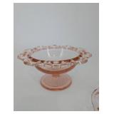 Pink depression Glass Covered Dishes