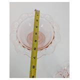 Pink depression Glass Covered Dishes